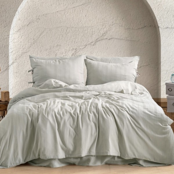  Однотонна постільна білизна Pupilla Natural Series Erica Tas Cатин / Євро 200х220 см / Сірий