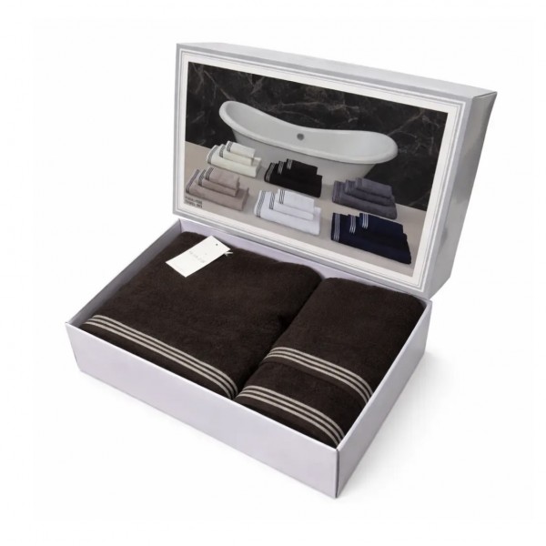  Набір махрових рушників Maison D'or Puraligne Brown Мікрокотон / 40х60 см, 50х100 см, 90х150 см / Коричневий