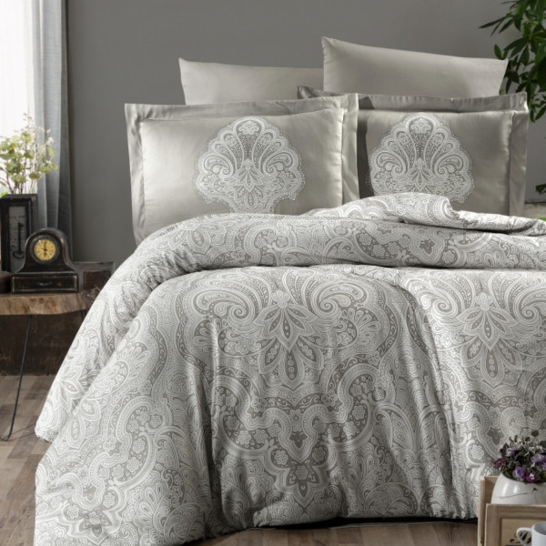  Постільна білизна First Choice Milena Bej Сатин / Півтораспальний / Євро / Сімейний / Бежевий