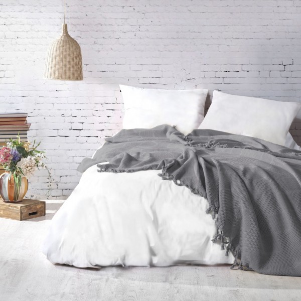 Легкий бавовняний плед - покривало Saheser Mona Жакардовий / 220х240 см / Різні кольори