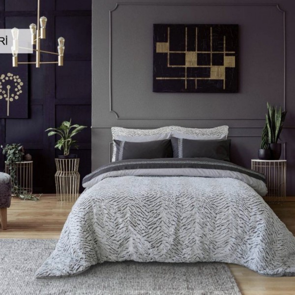  Преміальна постільна білизна з хутряним покривалом Istanbul Home Collection Vivaldi Сатин / Євро 200х220 см / Різні кольори